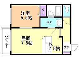 サンコート文京台 1LDKの間取図画像