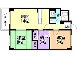 ダイアナ南幌ヒルズ壱番館 2SLDKの間取図画像