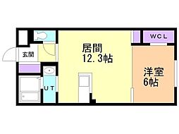 Grace Eco野幌駅前 1LDKの間取図画像