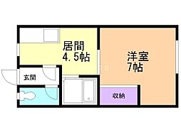金子アパート 1DKの間取図画像
