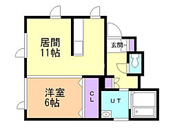アクアヴィラ 1LDKの間取図画像
