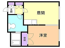 グリーンヴィラ緑ケ丘 1DKの間取図画像