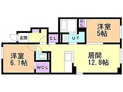 ナナカマド桜木 2LDKの間取図画像