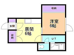 パレス前田 1DKの間取図画像