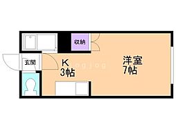 コーポケーアイ2 1Kの間取図画像