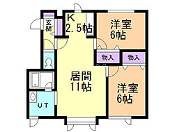 リマールゆめ 2LDKの間取図画像