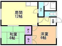 ニューハイツキタノ 2LDKの間取図画像