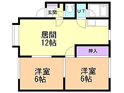 アベマンション1 2LDKの間取図画像