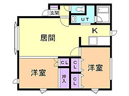 パークサイド新栄館 2LDKの間取図画像