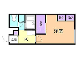 レオパレスアリエス 1Kの間取図画像