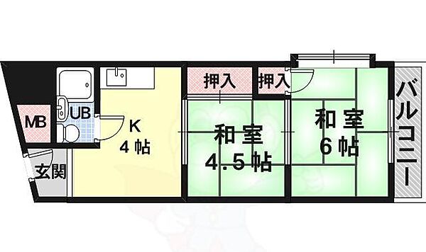 兵庫県尼崎市立花町１丁目(賃貸マンション2K・3階・32.72㎡)の写真 その2