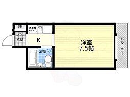 ロールス園田 1Kの間取図画像