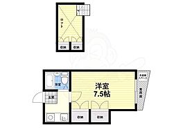 ピュアコーポ尼崎 1Kの間取図画像