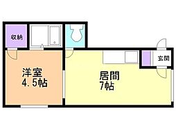 中神マンション 1DKの間取図画像