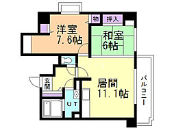 旭山シャトー桂和 2LDKの間取図画像