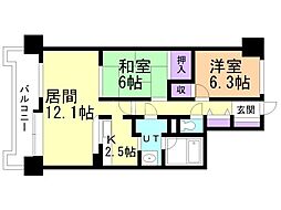 THERESIDENCEPARKODORIKOEN 2LDKの間取図画像