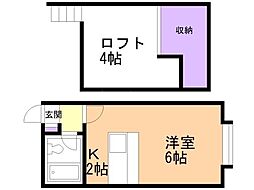 宮の森イン 201 2階1Kの間取り