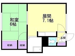 タイガーマンション 1DKの間取図画像
