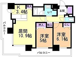ブランズタワーアイム札幌大通公園 2LDKの間取図画像