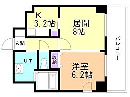 Ｉ−ＦＲＯＮＴ　ＮＡＥＢＯ 6階1LDKの間取り