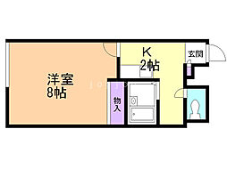 レオパレスメゾン山鼻 1Kの間取図画像