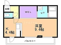 カレラ伏見 1Kの間取図画像