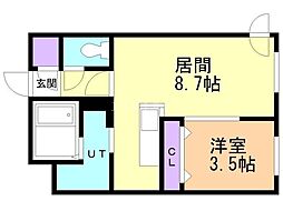 札幌市中央区北十三条西16丁目マンション 1LDKの間取図画像