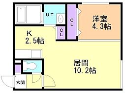 札幌市電2系統 西線11条駅 徒歩3分の賃貸マンション 3階1LDKの間取り