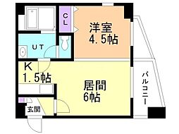 ALLUREMARUYAMA 1DKの間取図画像