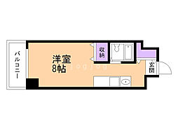 メゾンエクレーレ近代美術館 ワンルームの間取図画像