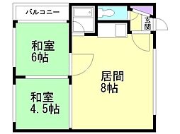 稲川マンション 2LDKの間取図画像