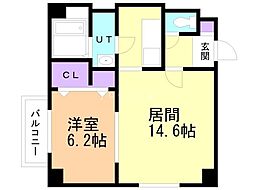ベイスランスウォーター 1LDKの間取図画像