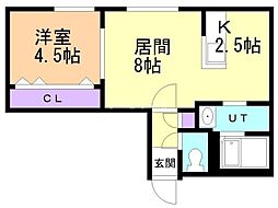 partire裏参道 1LDKの間取図画像