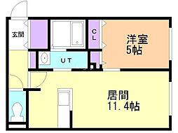 J・Gate近代美術館 1LDKの間取図画像
