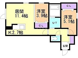 フィオリーノ 2LDKの間取図画像