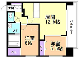 モルティーニ西線通 2LDKの間取図画像