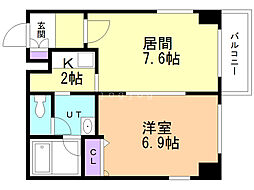 COMFORIA北三条 1LDKの間取図画像
