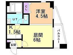 ALLUREMARUYAMA 1DKの間取図画像