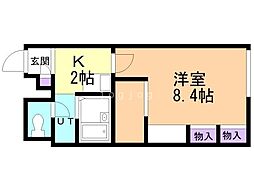 レオパレスリベェール 1Kの間取図画像