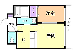 マリオン桑園 1LDKの間取図画像