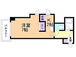 アブニール桑園 1Kの間取図画像