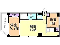 ビッグパレス中島公園リバーサイドB棟 2LDKの間取図画像