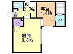 エスパスルージュ 1LDKの間取図画像