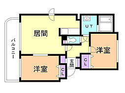 マーサ宮の森 2LDKの間取図画像