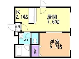 植物園ハイム 1LDKの間取図画像