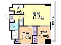 ハイムエルデZW 2LDKの間取図画像