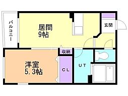 プレイスソウエン 1LDKの間取図画像