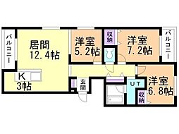 ilcieroquattro 3LDKの間取図画像
