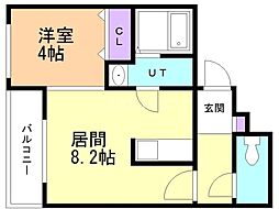 Enchantee医大前 1LDKの間取図画像