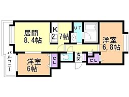 105松井ビル 2LDKの間取図画像